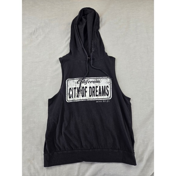 Purple Snow Tops - Purple Snow Women Black California City of Dreams Sleeveless Hoodie Graphic Top
